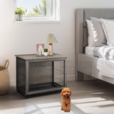 JY QAQA Dog Crate Furniture, Wooden Dog Crate Table, Double-Doors Dog Furniture, Indoor Dog Kennel, Dog House, Dog Cage/Grey/S JY QAQA PET