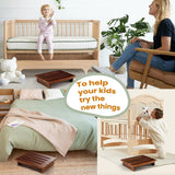 TINAMO 3.5" Acacia Wood One Step Stool for Adults (No Assemble Required)- 500 Lbs Wooden Step Stools Heavy Duty for High Bed Riser, Bathroom, Bedroom - Small Stepping Stool for Elderly, Seniors, Kids Tinamo