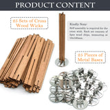 25 Set Wood Candle Wicks Cross Shape 4x0.4inch / 100x10mm, Cross Wooden Wicks w/Iron Stands for Soy Candle Making, Natural Wood Wick Core Handmade Candles Supplies SWIGRANCE