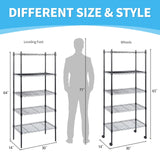 Simple Deluxe 5-Tier Storage Shelves, 29.92" W x 13.78" D x 65 "H Adjustable Heavy Duty Wire Shelving, 1250 Lbs Loading Capacity, Black Simple Deluxe