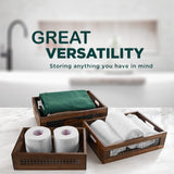 NAGAWOOD Wooden Nesting Countertop Baskets Set of 3 for Kitchen, Bathroom, Pantry,Wooden storage organizer For Fruit, Vegetables,Wooden Crate with handles,Decorative Walnut Wood and Metal Wire NAGAWOOD