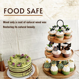 WILDMOS 3 Tier Cupcake Stand, Farmhouse Rustic Tiered Serving Tray,3 Tier Serving Tray for Farmhouse Kitchen Decor, Wood Dessert Tray for Tea Party Wedding Server, Decorative Tiered Tray. WILDMOS