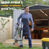 Polar Aurora 8 x 12 FT Outdoor Storage Shed, Metal Garden Shed with Updated Frame Structure, Tool Sheds for Backyard Garden Patio Lawn Black Polar Aurora