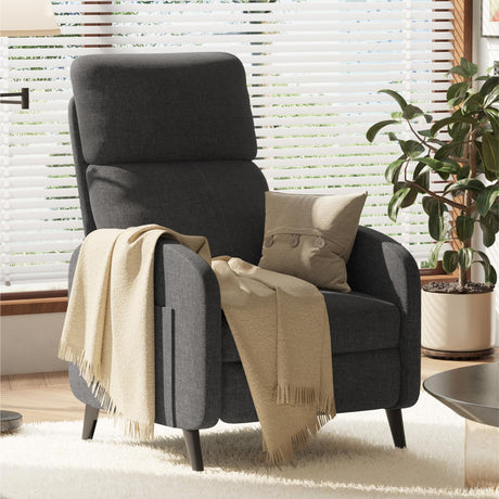FLEXISPOT XC2 Recliner Chair for Adults, Fabric Small Reclining Chair Home Theater Seating with Side Pockets, Adjustable Modern Single Sofa Armchair, Extended Footrest for Living Room(Gray) FLEXISPOT