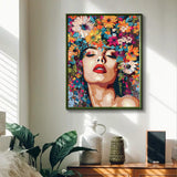 Ohhvvow Diamond Art Painting Kits for Adults, Abstract Oil Painting Girl with Flower Hair Full Drill Diamond Dots Paintings for Beginners, Round 5D Paint Gem Art Painting Kits12x16 Inch Ohhvvow