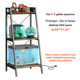 Herture 3-5.5 Gallon Fish Tank Stand with Shelf, Metal Frame Aquarium Stand with Storage and Power Outlet, for Multiple Fish Tank, 16.53" L*14.41" W Reptile Tank Rustic Brown PG11YGN Herture