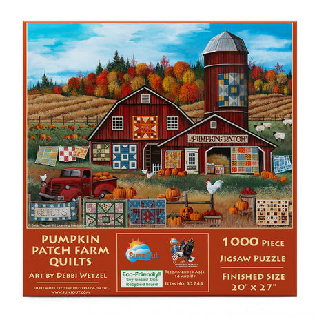 SUNSOUT INC - Pumpkin Patch Farm Quilts - 1000 pc Jigsaw Puzzle by Artist: Debbi Wetzel - MPN # 32744 SunsOut