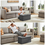 DUMOS 30in Foldable Storage Ottoman Bench, Storage Chest, End of Bed Foot Rest Stool with Padded Seat, Bedroom Bench for Living Room, Support 660lbs DUMOS