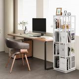 Rengue Rotating Bookshelf, 4-Tier 360 Revolving Bookcase Spinning Bookshelf Square Corner Bookshelf Organizer Storage Rack for Small Space,Bedroom, Study Room, White Rengue