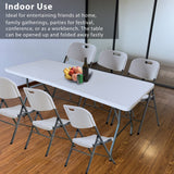JingPieCle 6 Foot Folding Table 6ft Portable Plastic Picnic Table with Handle, Fold in Half Heavy Duty Utility Foldable Table, Indoor Outdoor 6' Folding Card Tables for Party, Dining JingPieCle