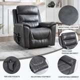 cinkehome Dual Motor Lift Recliner with Heat and Massage for Elderly, Small Power Lift Chairs with Remote Control & Lumbar Support, Infinite Position Lifting Recliner for Living Room, Dark Grey cinkehome