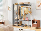 Wardrobe Closet,Portable Clothes Rack with 4 Tiers Shelves,Freestanding Closet Organizers and Storage System with Hanging Rods,Steel Clothing Rack Suitable for Cloakrooms,Bedrooms,Entrances,etc.Black HOMIDEC