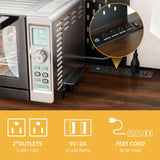 DWVO Kitchen Pantry Cabinet with Trash Can Cabinet, Large Microwave Stand w/Power Outlet, Kitchen Hutch Storage Cabinet Metal Frame Kitchen Cupboard, Rustic Brown, 63" W x 15.7" D x 69" H DWVO