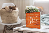 KEUSPI Fall Desk Decor,Orange Fall Autumn Farmhouse Wood Sign Plaque,Fall Signs,Fall Orange Home Farmhouse Decor KEUSPI