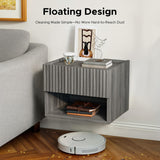 Lazzanto Floating Nightstand Bedroom Bedside Table - Floating Night Stand Set of 2 with Storage Drawer, Wood Morden Wall Mounted Bedside Tables for Dorm Hallway Entryway Lazzanto