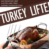 Turkey Lifter Forks Set of 2 Stainless Steel Turkey Lifters with Non-Slip Handle Turkey and Poultry Lifters Turkey Claws Carving Fork KAYCROWN