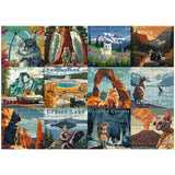 Cat Puzzles for Adults 1000 Pieces and up, National Parks Puzzle Series Kitty Travels Yellowstone Glacier, PICKFORU Funny Cat Jigsaw Puzzles as Home Decor PICKFORU