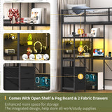 Yoobure Loft Bed Twin Size with L-Shaped Desk, LED Lights Charging Station LED Metal Twin Loft Bed Frame with 2 Storage Drawers, Safety Guard & Ladder for Kid Junior Adult, Heavy Duty, Space-Saving Yoobure