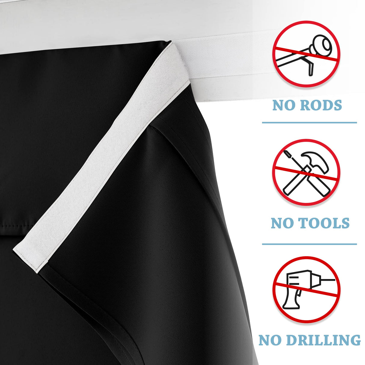 RYB HOME Blackout Door Curtain - Tricia Window Shades Thermal Insulated Light Block French Curtain Tie up Shades Energy Efficient Double Door Blind, 26 x 69 inches, Black, 1 Panel RYB HOME