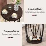 Tribesigns Round Side Table, Small End Table with Storage Shelf, Industrial Accent Bedside Table Couch Table with Metal Frame for Living Room, Bedroom (2) Tribesigns