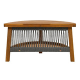 Brabrety 6-Person Outdoor Seating Group with Cushions and A Coffee Table, Half Moon Outdoor Sectional Sofa Set, Acacia Wood Outdoor Patio Furniture for Balcony, Vourtyard, Garden (Beige) Brabrety