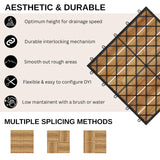9 PCS Interlocking Deck Tiles 12" x 12" - Premium Acacia Wood Patio Tiles Waterproof - Deck Tiles Interlocking All Weather Waterproof Flooring - Easy Installation for Indoor & Outdoor (Golden Steak) J CLOVER