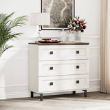 FENSULN Farmhouse 9 Drawers Dresser for Bedroom, Wood Chest of Drawers with Large Storage, Rustic Closet Dresser for Bedroom, Living Room,Nursery Antique White FENSULN