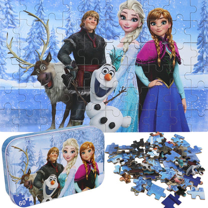 Princess Puzzles for Kids Ages 4-8 60 Pieces Puzzles for Kids Ages 3-5 Princess Puzzle for Girls and Boys Toys Jigsaw Puzzles in a Metal Box Educational Puzzles (Princess 0679)