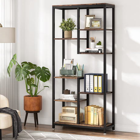 Tribesigns 6-Tier Tall Bookshelf Bookcase, Industrial 8-Shelf Open Bookcase Storage Display Book Shelves for Living Room, Home Office Tribesigns