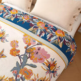 Wzvzss Boho Throw Blanket - 100% Cotton Soft Throw Blanket for Bed, 50"x60" Reversible Breathable Lightweight Fall Blankets, All Seasons Farmhouse Decor Floral Plant Butterfly Throw Quilt Wzvzss