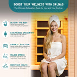 Albott Infrared Sauna 1 Person, Infrared Saunas for Home, 930W/110V Hemlock Wood Dry Sauna with Tourmaline Stone Foot Warmer, 7-Color Light Therapy, 2 Bluetooth Speakers, 27.2"x32.3"x61" Albott