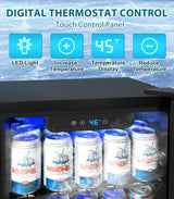 Electactic 50 Cans Beverage Refrigerator Cooler, 1.3 Cu.ft Mini Fridge Countertop Drink Cooler with Glass Door for Beer, Soda,Wine, Adjustable Digital Temperature Control for Home Dorm Bar, Black Electactic