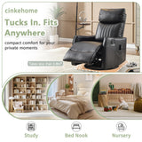 cinkehome Heated Massage Swivel Rocker Recliner Chair for Nursery - Small Space Reclining Chair with Lumbar Support, 360° Swivel & Gentle Rocking, Ergonomic High Back Faux Leather Black cinkehome