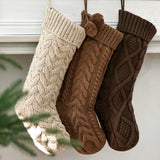 Pawliss Farmhouse Knitted Christmas Stockings: 3 Pack 18 Inch Neutral Cable Knit Fireplace Stockings, Cozy Hanging Xmas Stockings Rustic Stocking Decorations for Family Holiday Décor, Earth Tones Pawliss