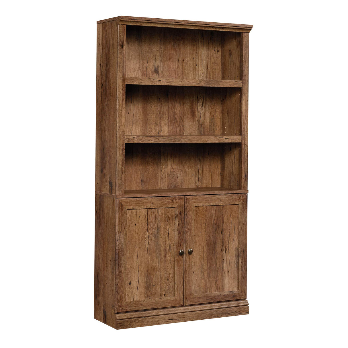 Sauder Select Book Shelf, Bookshelf with Storage, Library Bookcase with Doors and Adjustable Shelves, in Vintage Oak Sauder