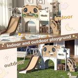NYEEKOY 9-in-1 Toddler Slide and Climber Set Indoor Outdoor Slide Playset for Kids Age 1-8, Freestanding Backyard Playground with RNG Toss, Basketball Hoop,Telescope, Storage Space Nyeekoy