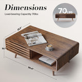 Easyego Coffee Table with Storage, Farmhouse Wood Tables for Living Room, Easy Assembly, Suitable for Various Home Styles (Walnut) Easyego