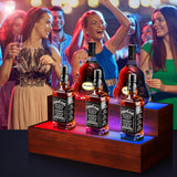 B4Life LED Lighted Liquor Bottle Display Shelf, 2 Tier 16 Inch LED Bar Shelves for Liquor Bottles, Bar Bottle Display Shelf, Lighted Liquor Shelf, Bar Lights for Liquor Shelves B4Life