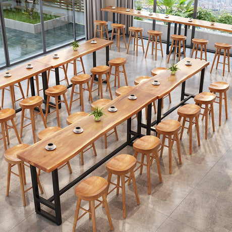 Solid Wood Industrial Bar Counter Table with Live Edge Design – 140cm Rustic Height Pub Table ORNDYDM