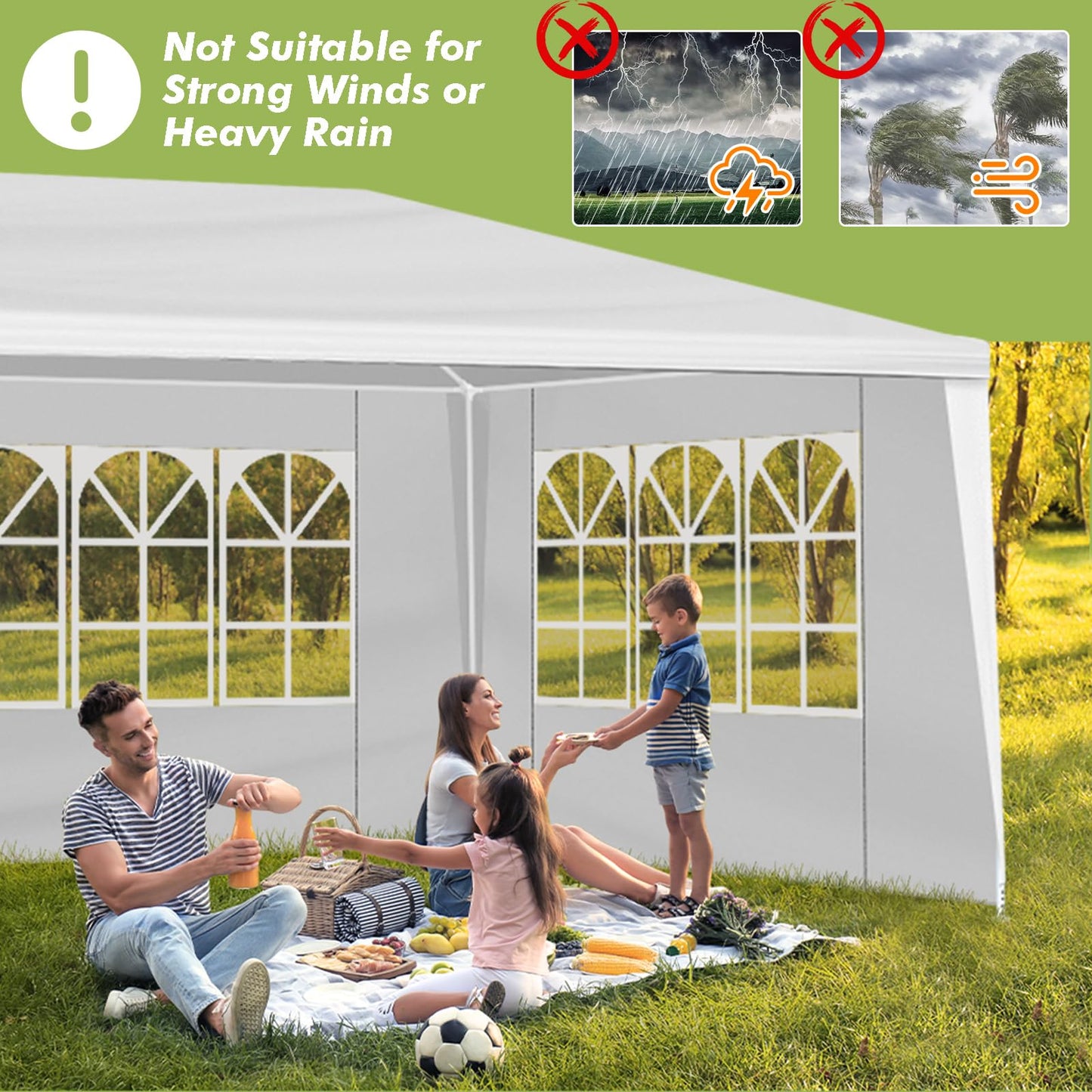 SEALAMB 10x20ft Party Canopy Tent, Durable Waterproof Large Tents for Parties, Outdoor Patio Gazebo Canopy Tents with 4 Removable Sidewalls for Wedding, Birthday, Backyard, Garden - WoodArtSupply