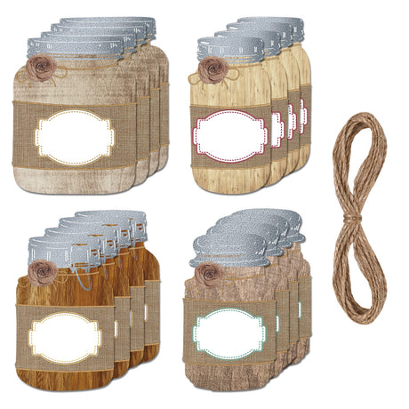 48 Pieces Mason Jar Farmhouse Name Tags Mason Jar Cutouts Paper Shabby Rustic Farm Classroom Decor for Bulletin Board School Wall Desks Student Teacher Cubby Classroom Decoration Nezyo