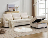 Siiejia 88" Sectional Couches for Living Room, Comfy L Shaped Sofa Couch with Storage Ottoman & Pocket, Modern 3 Seater Boucle Couch with Lumbar Pillows for Apartment, Office, Easy Assembly, Beige Siiejia