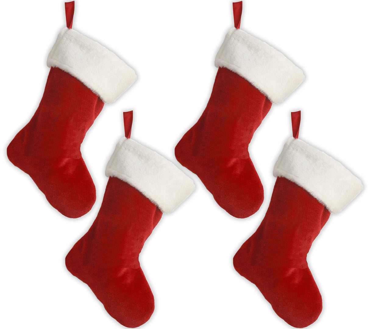 Black Duck Brand Set of 4-18" Red Velvet Stocking W/White Plush Cuff & Hanging Tag Black Duck Brand