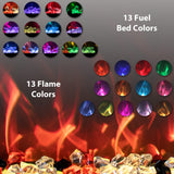 VINEMOUNT 48'' Electric Fireplaces Inserts, Recessed & Wall-Mounted Fireplace Heater with Thermostat, Multicolor Flames,Timer, Log & Crystal, 750/1500W, Black VINEMOUNT