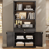 STO'SENSE 72.2" Tall Bookshelf & Bookcase with LED Lights, 6-Tier Bookshelf with Drawer and Open Shelves, Modern Display Storage Cabinet with Doors for Home Office, Living Room, Bedroom (1 Piece) STO'SENSE