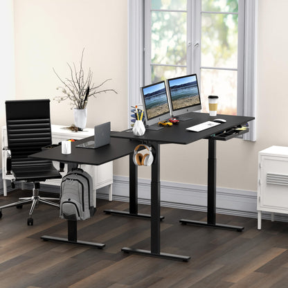 SHW 55-Inch Large Electric Height Adjustable Standing Desk, 55 x 28 Inches, Black - WoodArtSupply