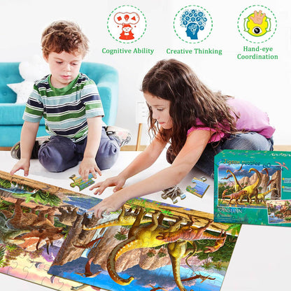 Dinosaur Puzzles for Kids Ages 4-8 Year Old - World of Huge Dinosaurs,2 Packs 60 Pieces Jigsaw Puzzle for Toddler Children Learning Educational Puzzles Toys for Boys and Girls.