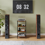 X-cosrack 4-Tier AV Media Stand Corner Shelf Wooden Corner Shelves Component Cabinet Stereo Audio Rack Stand Tower Perfect for DVD Players:Game Console:TV Box:Cable Box:Xbox:WiFi Router X-cosrack