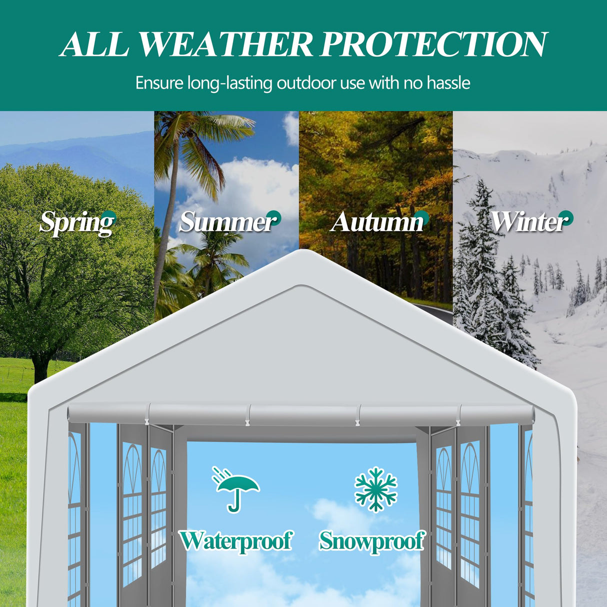 GARTOO 10' x 30' Canopy Party Tent & Carport - Heavy Duty Outdoor Wedding Gazebo with 4 Sand Bags, Event Shelter Canopy for Outdoor Event, Wedding, Birthday Party GARTOO