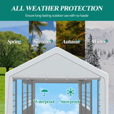 GARTOO 10' x 30' Canopy Party Tent & Carport - Heavy Duty Outdoor Wedding Gazebo with 4 Sand Bags, Event Shelter Canopy for Outdoor Event, Wedding, Birthday Party GARTOO